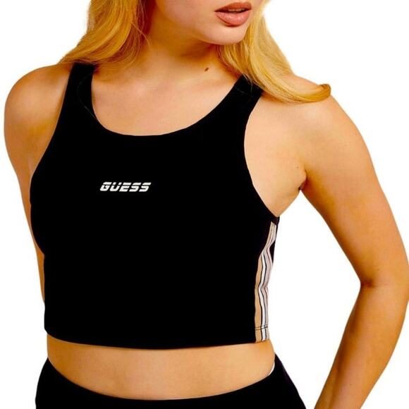 Guess Brittany Active Crop Top Black Size Large - Picture 1 of 8